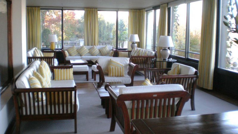 The clubhouse lounge looking out over the course